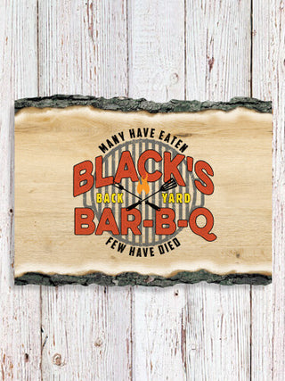 Few Have Died BBQ : Faux Sliced Log Plaque