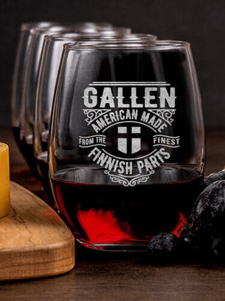 Finnish Parts : Cheese Board Wine Glass Gift Sets - Engraved