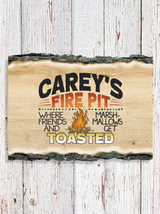 Fire Pit : Faux Sliced Log Plaque