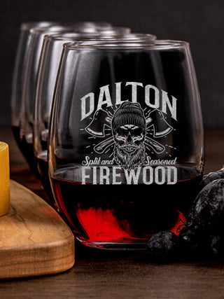 Firewood : Cheese Board Wine Glass Gift Sets - Engraved