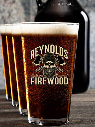 Firewood : Growler Pint Glass Gift Sets - Color Printed
