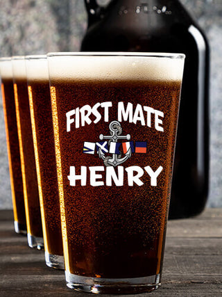 First Mate : Growler Pint Glass Gift Sets - Color Printed