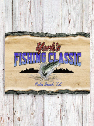 Fishing Classic : Faux Sliced Log Plaque