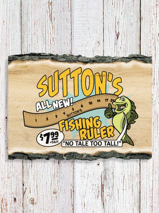Fishing Ruler : Faux Sliced Log Plaque