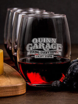 Fixing Everything Garage : Cheese Board Wine Glass Gift Sets - Engraved
