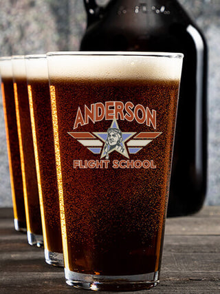 Flight School : Growler Pint Glass Gift Sets - Color Printed