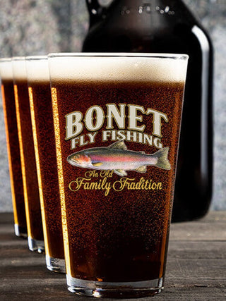Fly Fishing Family Tradition : Growler Pint Glass Gift Sets - Color Printed