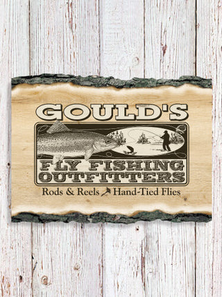 Fly Fishing : Faux Sliced Log Plaque