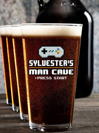 Gamer Man Cave : Growler Pint Glass Gift Sets - Color Printed