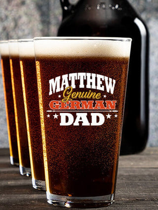 German Dad : Growler Pint Glass Gift Sets - Color Printed