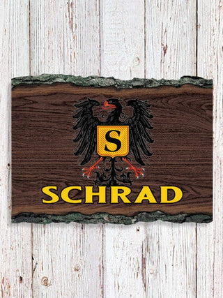 German Monogram : Faux Sliced Log Plaque
