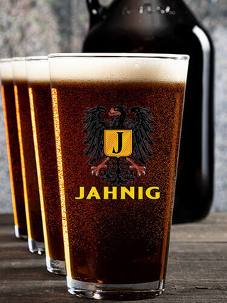 German Monogram : Growler Pint Glass Gift Sets - Color Printed