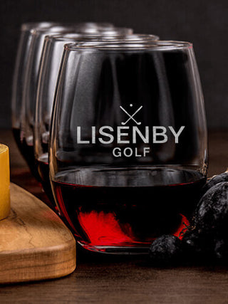 Golf : Cheese Board Wine Glass Gift Sets - Engraved