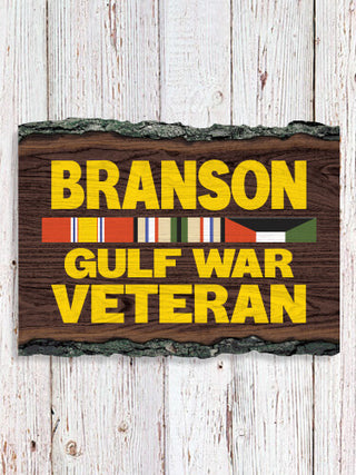 Gulf War Veteran : Faux Sliced Log Plaque