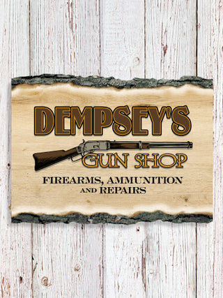 Gun Shop : Faux Sliced Log Plaque