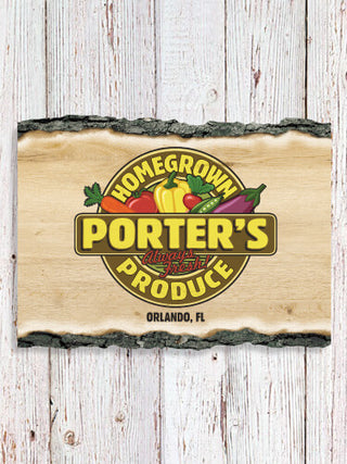 Homegrown Produce : Faux Sliced Log Plaque