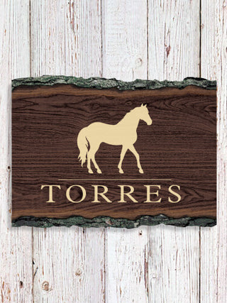 Horse : Faux Sliced Log Plaque