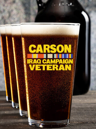 Iraq Campaign Veteran : Growler Pint Glass Gift Sets - Color Printed