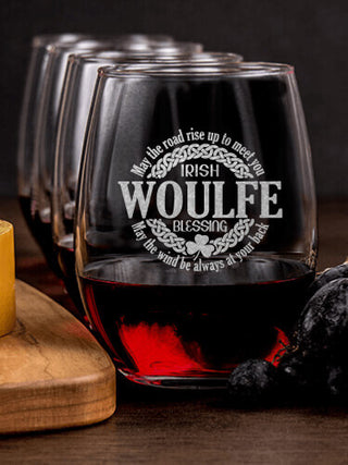 Irish Blessing : Cheese Board Wine Glass Gift Sets - Engraved
