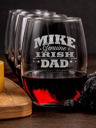 Irish Dad : Cheese Board Wine Glass Gift Sets - Engraved