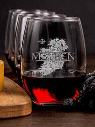 Irish Heritage : Cheese Board Wine Glass Gift Sets - Engraved