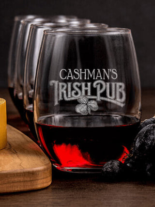 Irish Pub : Cheese Board Wine Glass Gift Sets - Engraved