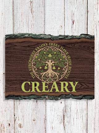 Irish Roots : Faux Sliced Log Plaque