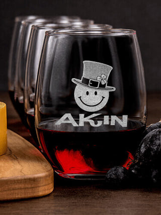 Irish Smiley : Cheese Board Wine Glass Gift Sets - Engraved