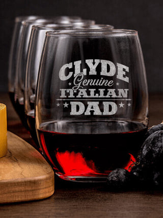 Italian Dad : Cheese Board Wine Glass Gift Sets - Engraved
