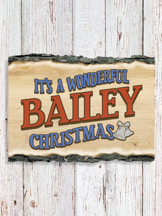 It's A Wonderful Christmas : Faux Sliced Log Plaque