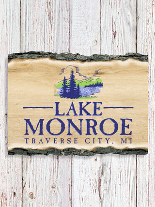 Lake : Faux Sliced Log Plaque