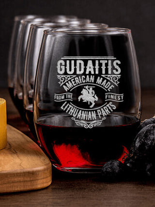 Lithuanian Parts : Cheese Board Wine Glass Gift Sets - Engraved