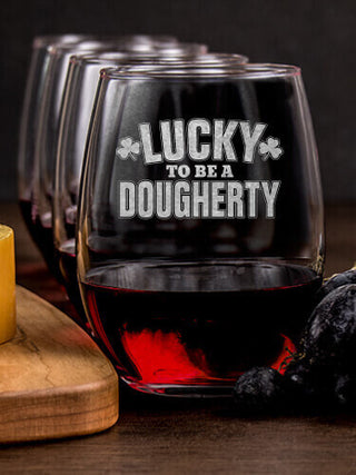 Lucky To Be : Cheese Board Wine Glass Gift Sets - Engraved