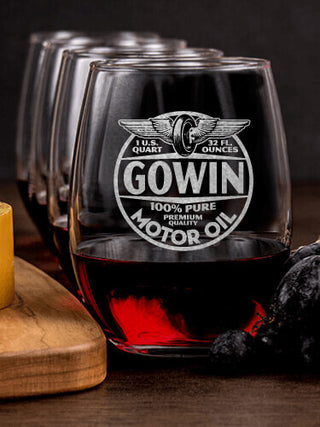 Motor Oil : Cheese Board Wine Glass Gift Sets - Engraved