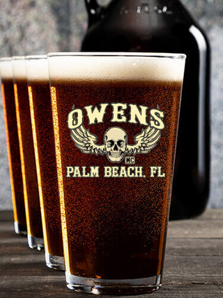 Motorcycle Club : Growler Pint Glass Gift Sets - Color Printed