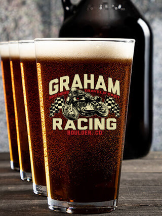 Motorcycle Racing : Growler Pint Glass Gift Sets - Color Printed