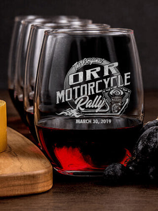 Motorcycle Rally : Cheese Board Wine Glass Gift Sets - Engraved