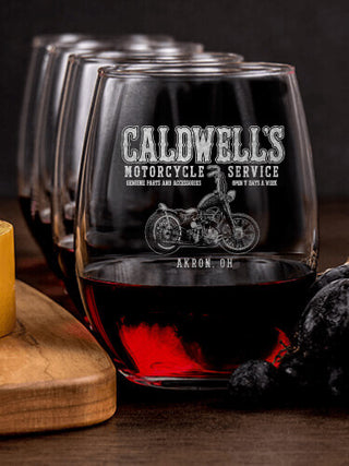 Motorcycle Service BP : Cheese Board Wine Glass Gift Sets - Engraved