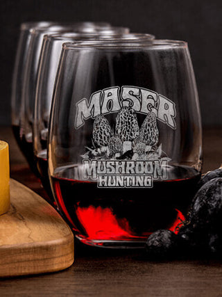 Mushroom Hunting : Cheese Board Wine Glass Gift Sets - Engraved
