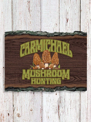 Mushroom Hunting : Faux Sliced Log Plaque