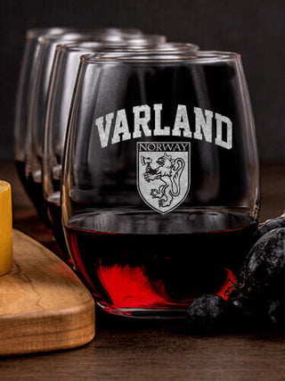 Norwegian Shield : Cheese Board Wine Glass Gift Sets - Engraved