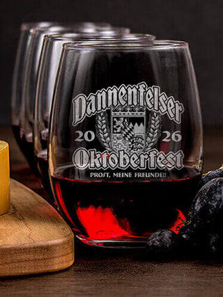 Oktoberfest : Cheese Board Wine Glass Gift Sets - Engraved