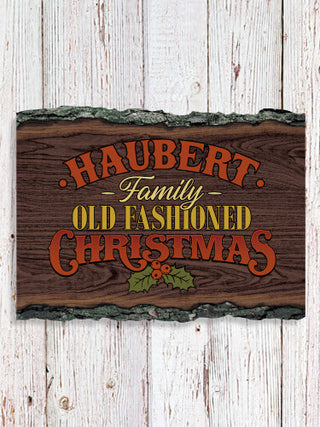 Old Fashioned Christmas : Faux Sliced Log Plaque