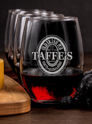 Old Irish Pub : Cheese Board Wine Glass Gift Sets - Engraved