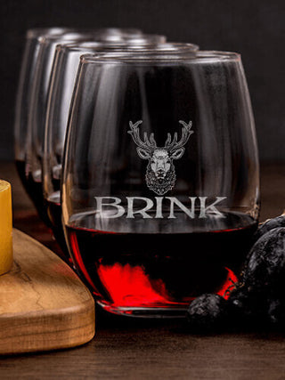 Old Stag : Cheese Board Wine Glass Gift Sets - Engraved