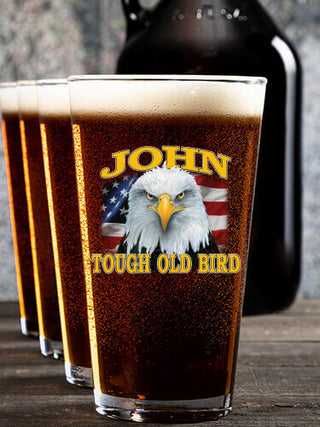 Patriotic Tough Old Bird : Growler Pint Glass Gift Sets - Color Printed
