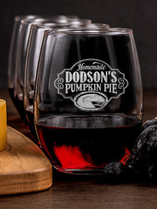 Pumpkin Pie : Cheese Board Wine Glass Gift Sets - Engraved