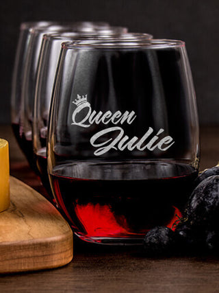 Queen : Cheese Board Wine Glass Gift Sets - Engraved