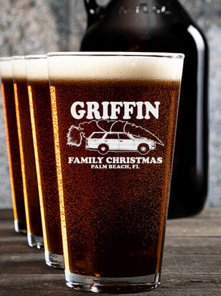 Retro Family Christmas : Growler Pint Glass Gift Sets - Color Printed
