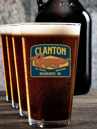 Retro Garage : Growler Pint Glass Gift Sets - Color Printed